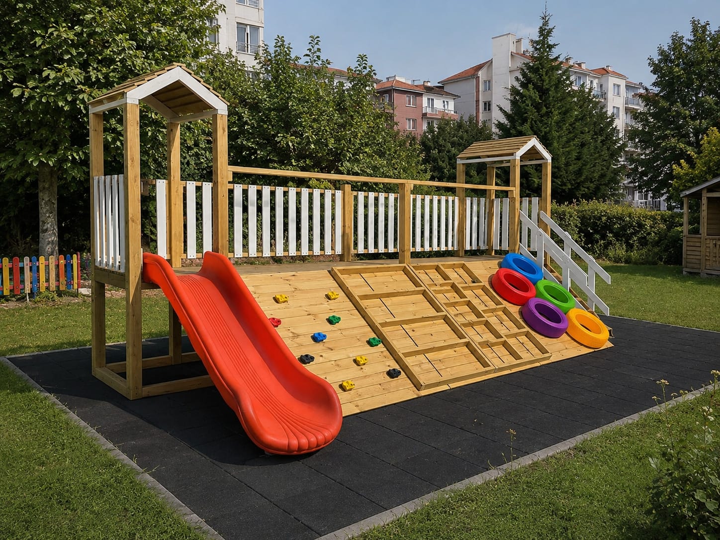 Parklara ve sitelere dayanıklı ahşap